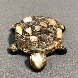 Vintage MCM California Turtle Tortoise Acrylic Lucite Abalone Soap Dish Trinket